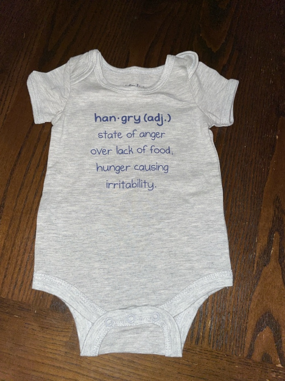Indigo Light Gray 'Hangry' Baby Bodysuit with Navy Text
